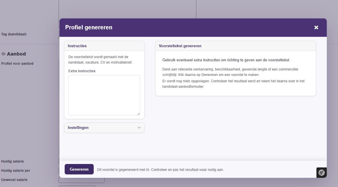 Smart Tool Profielvoorstel: een voorsteltekst genereren voor het kandidaat-aanbod